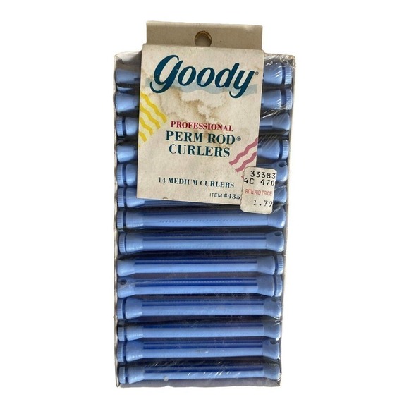 Goody Other - Vintage 1989 Goody Professional Perm Rod 14 Pk Blue Medium Curlers NWT